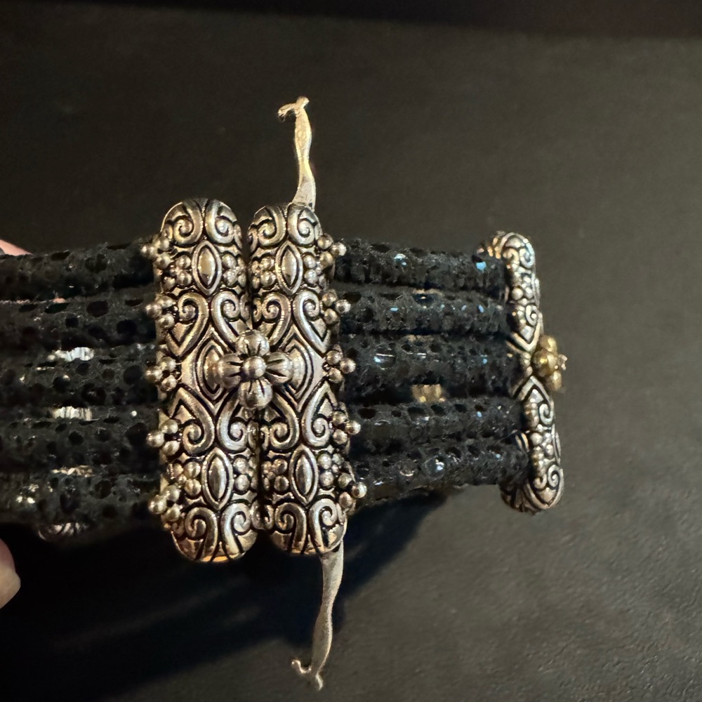 Barbara Bixby Sterling Silver and 18k Gold Leather Bracelet - Picture 7 of 12